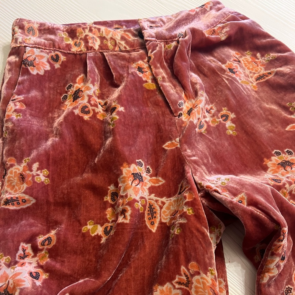 Velvet Floral pants in Pink and Orange